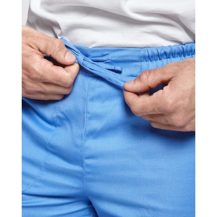 Pantalón sanitario largo unisex con corte recto 195 g/m2 Roly Care color azul bondi vista detalle 1