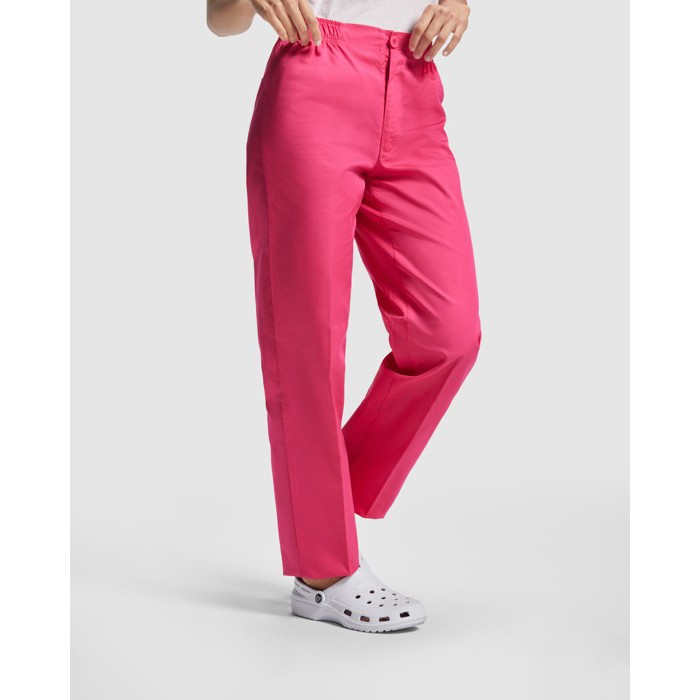 Pantalón sanitario unisex con corte recto 160 g/m2 Roly Vademecum color rosa tercera vista de uso
