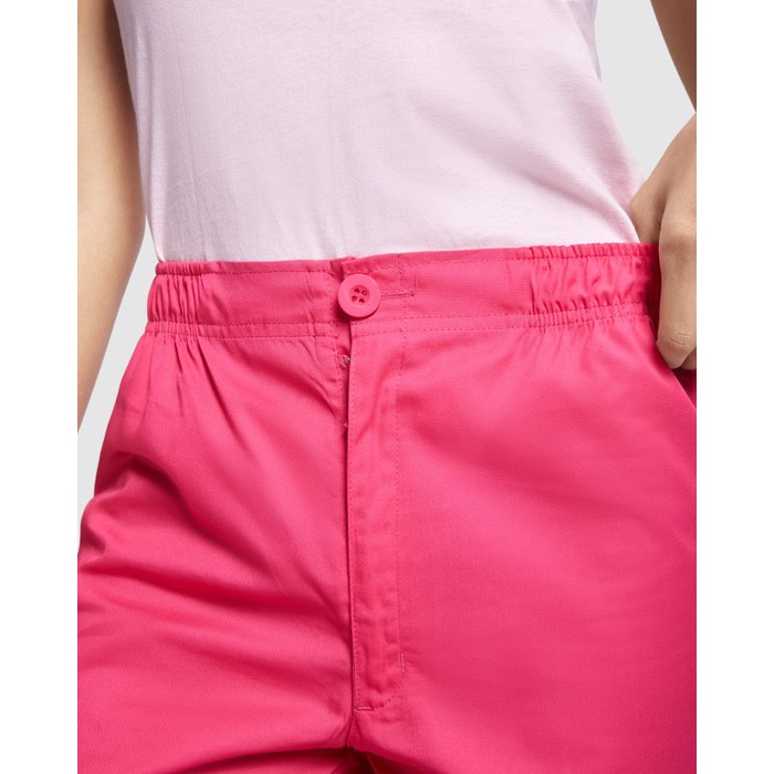 Pantalón sanitario unisex con corte recto 160 g/m2 Roly Vademecum color rosa vista detalle 1