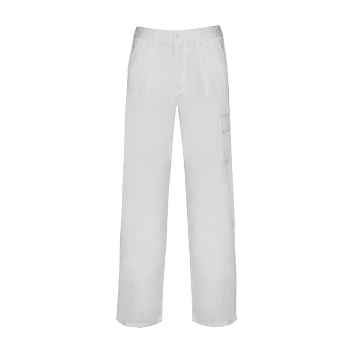 Pantalón laboral de poliéster y algodón de corte recto 210 g/m2 Roly Pintor color blanco segunda vista