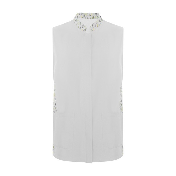 Bata para mujer de poliéster con cierre central 130 g/m2 Roly Aldany color blanco roto segunda vista