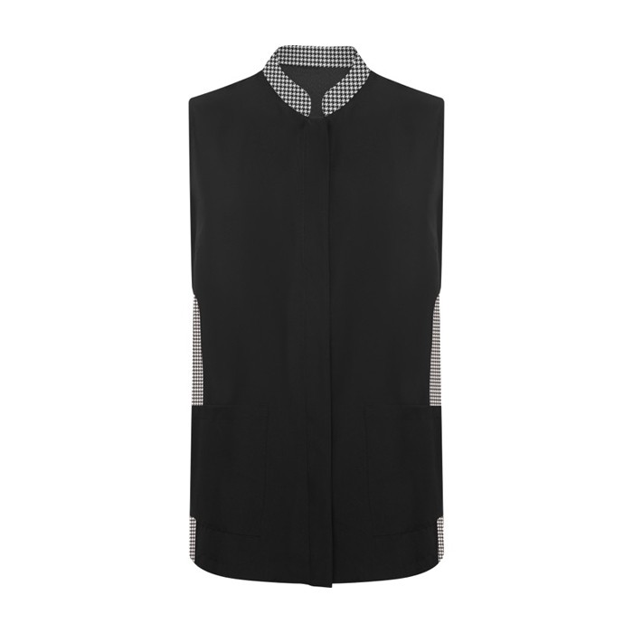 Bata para mujer de poliéster con cierre central 130 g/m2 Roly Aldany color blanco/negro segunda vista