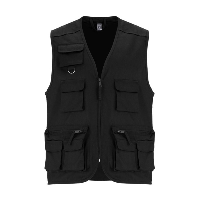 Chaleco de trabajo multibolsillos de algodón y poliéster 200 g/m2 Roly Venera color negro segunda vista