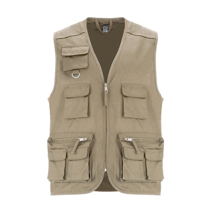 Chaleco de trabajo multibolsillos de algodón y poliéster 200 g/m2 Roly Venera color arena segunda vista