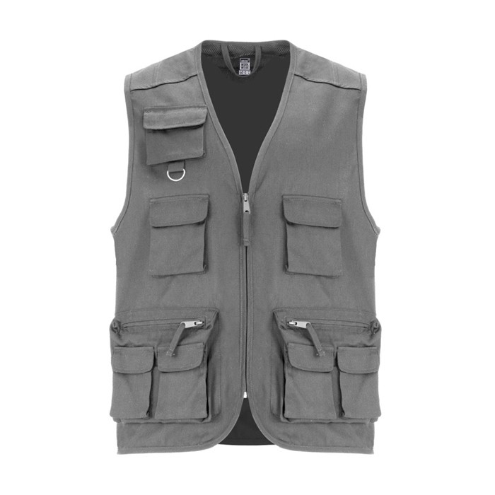 Chaleco de trabajo multibolsillos de algodón y poliéster 200 g/m2 Roly Venera color gris topo segunda vista