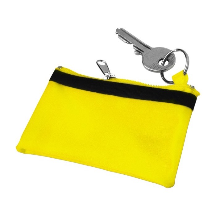 Monedero compacto y ligero de nylon con cremallera negra color amarillo primera vista Monedero compacto y ligero de nylon con cremallera negra color amarillo primera vista