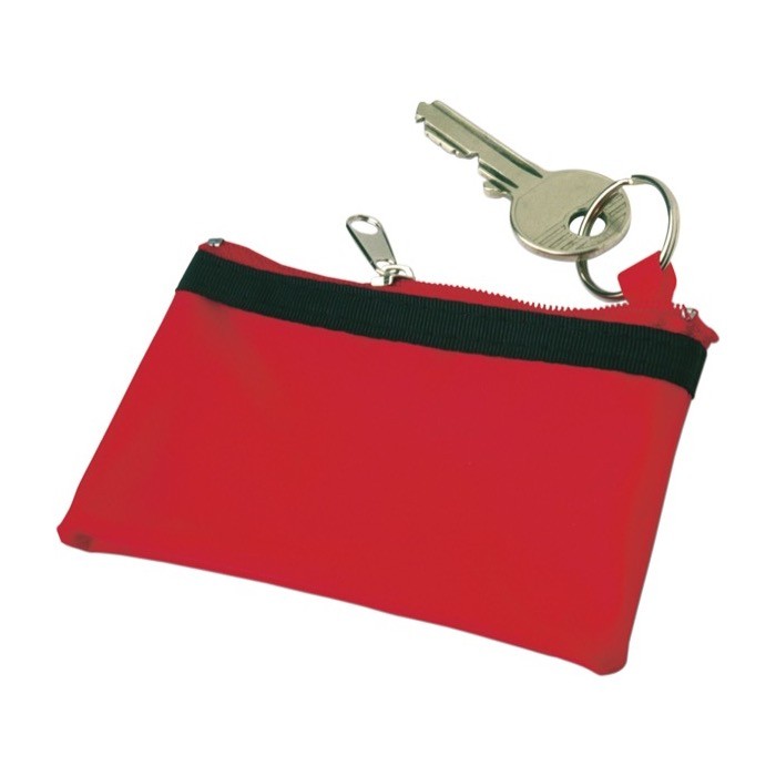 Monedero compacto y ligero de nylon con cremallera negra color rojo primera vista Monedero compacto y ligero de nylon con cremallera negra color rojo primera vista