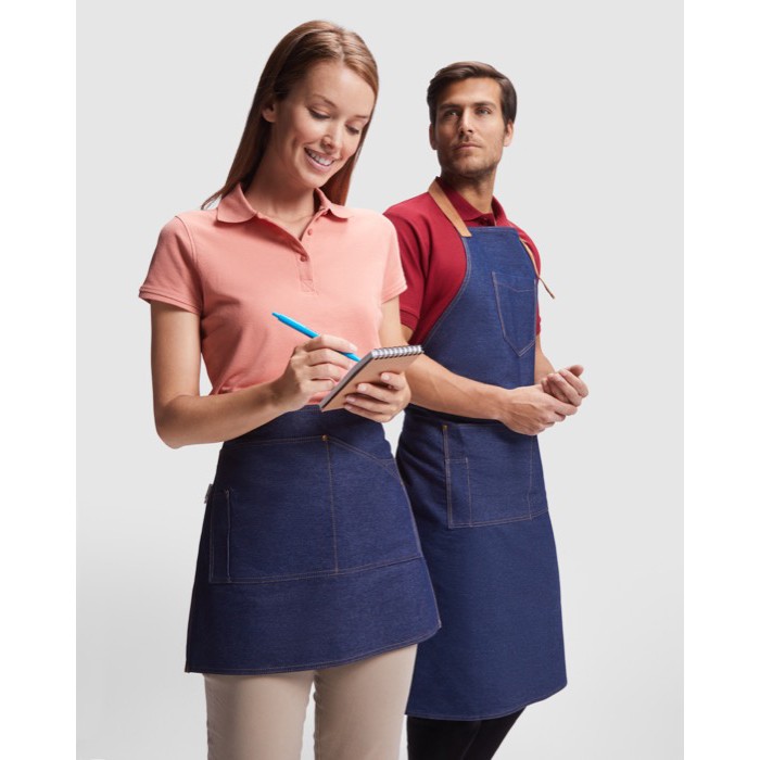 Delantal corto laboral para horeca estilo vaquero 250 g/m2 Roly Dacosta color azul vaquero vista detalle 4