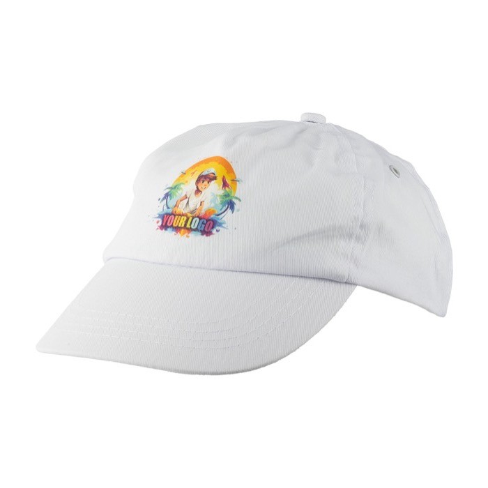 Clásica gorra de algodón de 5 paneles con cierre de plástico color blanco segunda vista