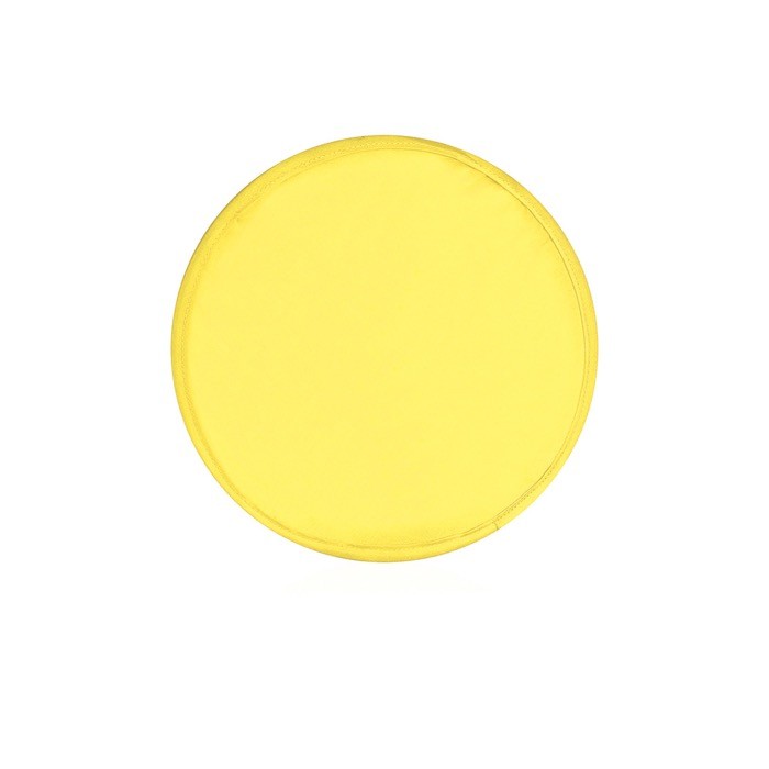 Frisbee de poliéster plegable con pequeña funda a juego color amarillo primera vista