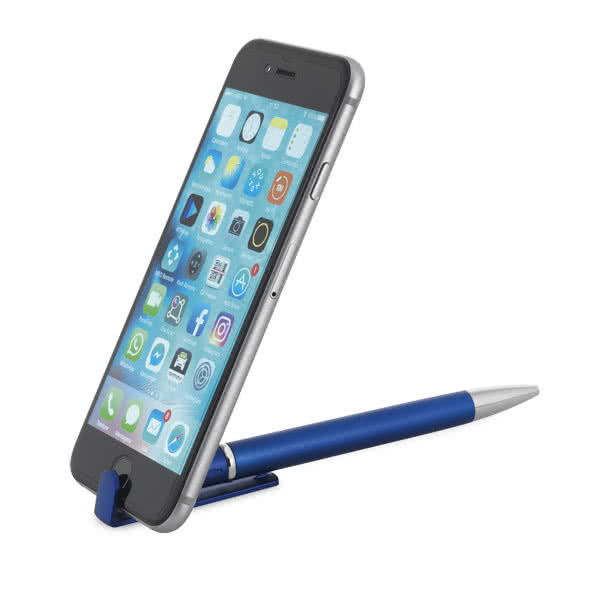 Bolígrafo multifunción con tapón extraíble color azul real con logo