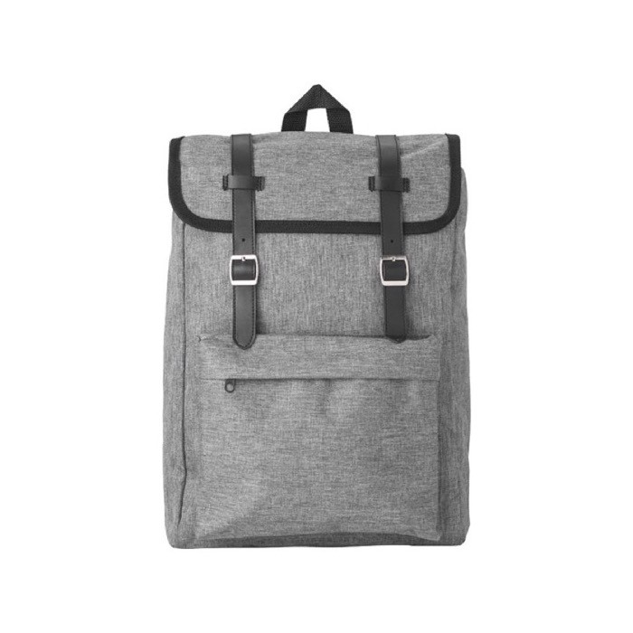 Mochila de poliéster acolchada color gris primera vista