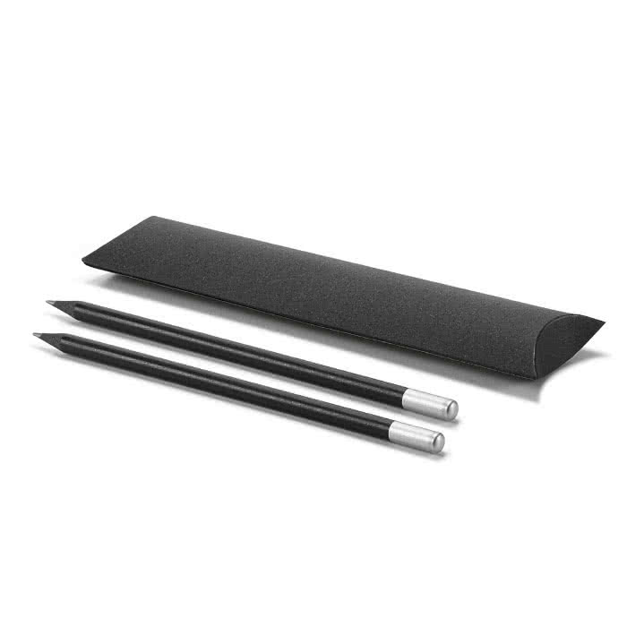 Elegante set de dos lápices promocionales color plateado mate