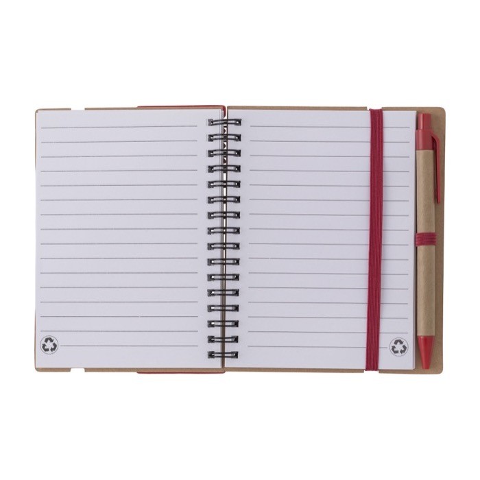 Libreta con varias notas adhesivas, regla y bolígrafo A6 hojas a rayas color rojo segunda vista Libreta con varias notas adhesivas, regla y bolígrafo A6 hojas a rayas color rojo segunda vista