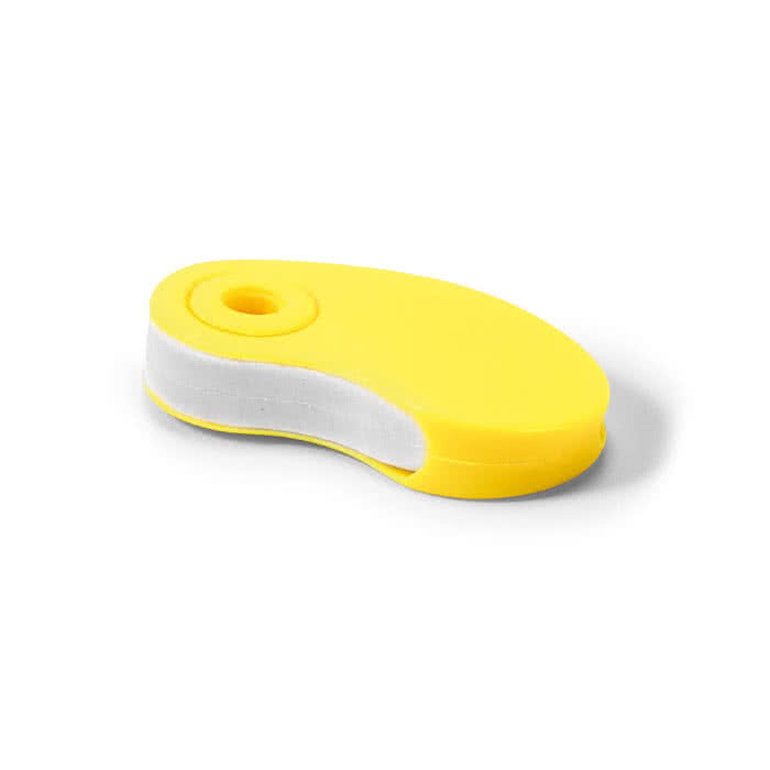 Goma de borrar publicitaria con funda color amarillo Goma de borrar publicitaria con funda color amarillo