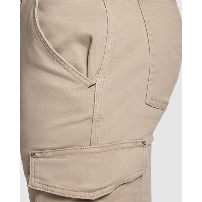Pantalón laboral largo de hombre de algodón y elastano 300 g/m2 Roly Fonta color camel vista detalle 1