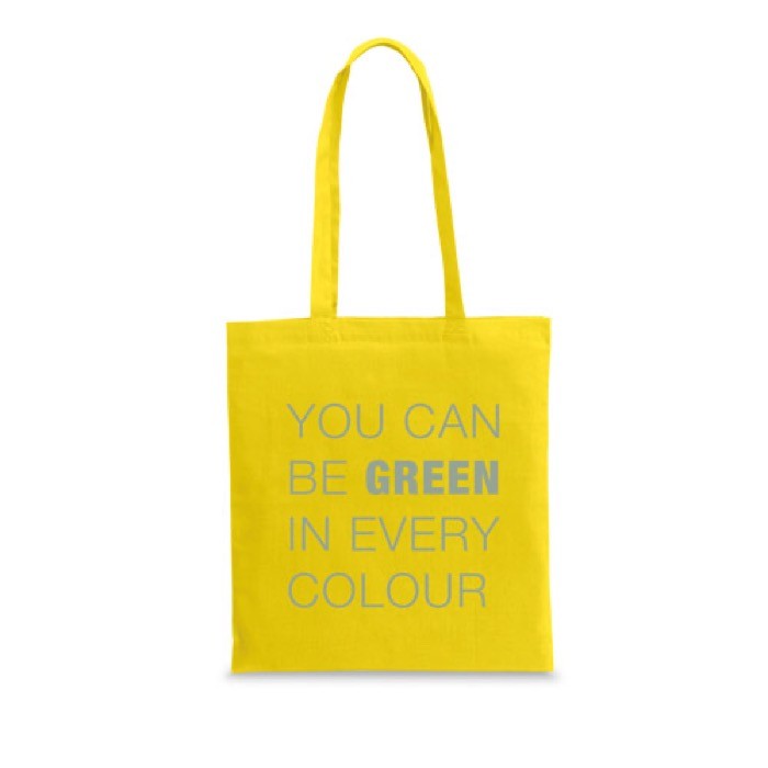 Bolsas de algodón personalizadas de color 140 g/m2 EcoColor Plus color amarillo imagen con logo