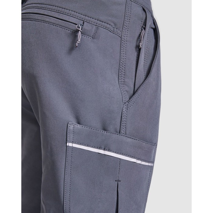Pantalón laboral multibolsillos con elastano 260 g/m2 Roly Wall color negro vista detalle 3