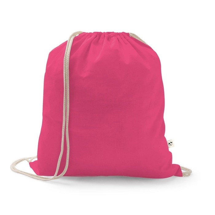 Mochila de cuerdas de algodón reciclado y poliéster 150 g/m2 color rosa Mochila de cuerdas de algodón reciclado y poliéster 150 g/m2 color rosa
