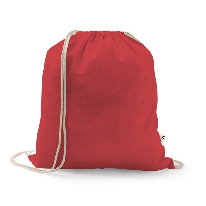 Mochila de cuerdas de algodón reciclado y poliéster 150 g/m2 color rojo Mochila de cuerdas de algodón reciclado y poliéster 150 g/m2 color rojo