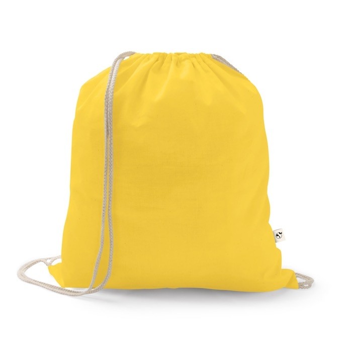 Mochila de cuerdas de algodón reciclado y poliéster 150 g/m2 color amarillo Mochila de cuerdas de algodón reciclado y poliéster 150 g/m2 color amarillo