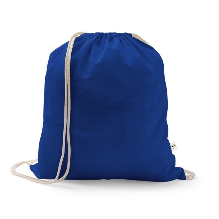 Mochila de cuerdas de algodón reciclado y poliéster 150 g/m2 color azul real Mochila de cuerdas de algodón reciclado y poliéster 150 g/m2 color azul real