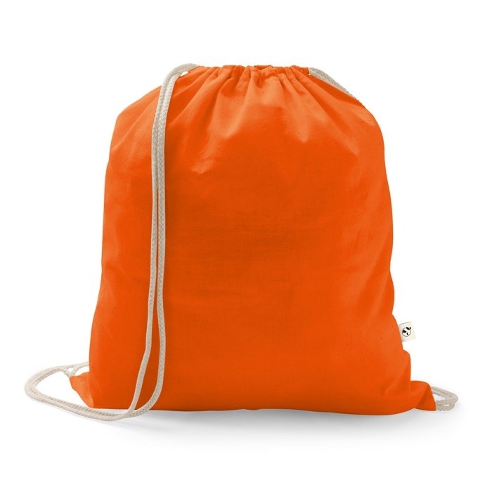 Mochila de cuerdas de algodón reciclado y poliéster 150 g/m2 color naranja Mochila de cuerdas de algodón reciclado y poliéster 150 g/m2 color naranja