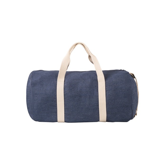 Bolsa de viaje de tela denim con asas y correa ajustable 300 g/m2 color azul primera vista Bolsa de viaje de tela denim con asas y correa ajustable 300 g/m2 color azul primera vista
