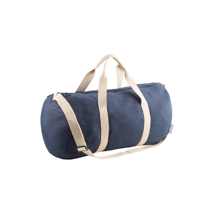 Bolsa de viaje de tela denim con asas y correa ajustable 300 g/m2 color azul Bolsa de viaje de tela denim con asas y correa ajustable 300 g/m2 color azul