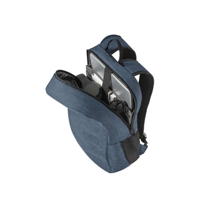 Mochila RPET con compartimento acolchado para tablet 10,1” y PC 15,6” color azul quinta vista Mochila RPET con compartimento acolchado para tablet 10,1” y PC 15,6” color azul quinta vista