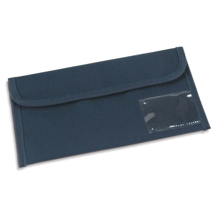 Porta documentos con ventana color azul