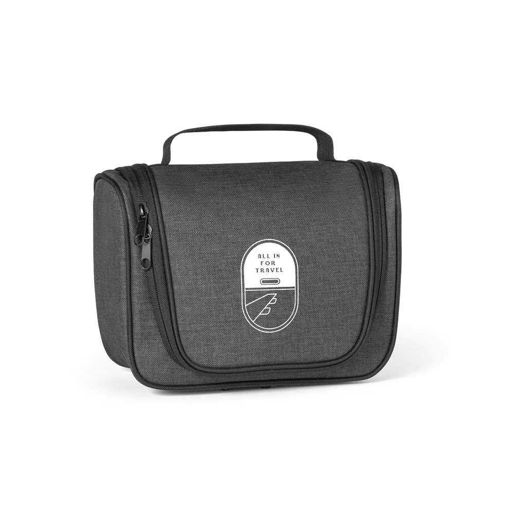 Neceser de viaje personalizado 600D color gris oscuro con logo