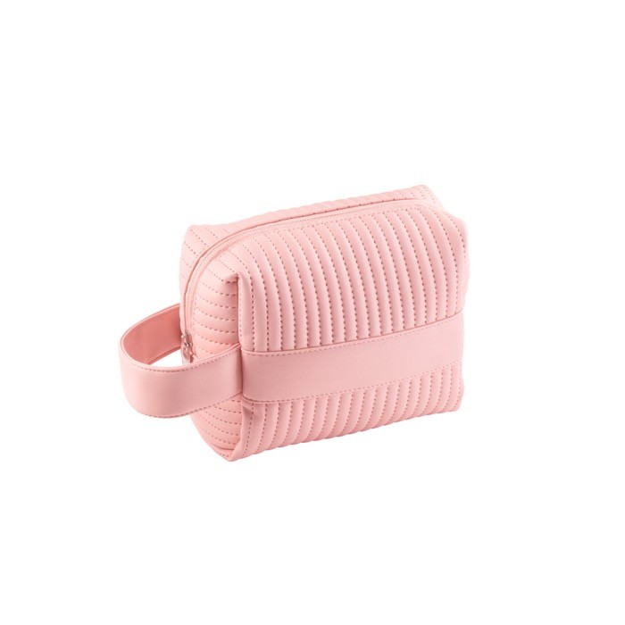 Bolso de mano de materiales reciclados forrado con asa lateral color rosa claro Bolso de mano de materiales reciclados forrado con asa lateral color rosa claro