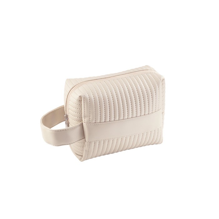 Bolso de mano de materiales reciclados forrado con asa lateral color beige Bolso de mano de materiales reciclados forrado con asa lateral color beige