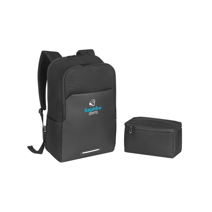 Mochila resistente al agua con bolsa térmica para portátil 17,3'' color negro imagen con logo 4