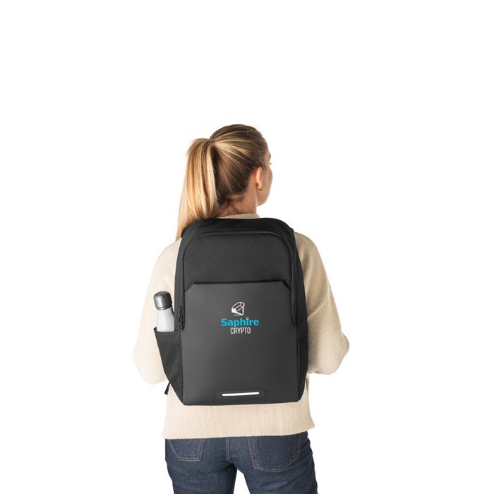 Mochila resistente al agua con bolsa térmica para portátil 17,3'' color negro imagen con logo