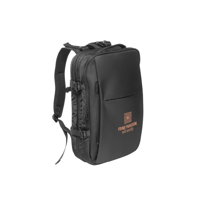 Mochila de viaje de poliéster reciclado denso para portátil 17,3'' color negro imagen con logo