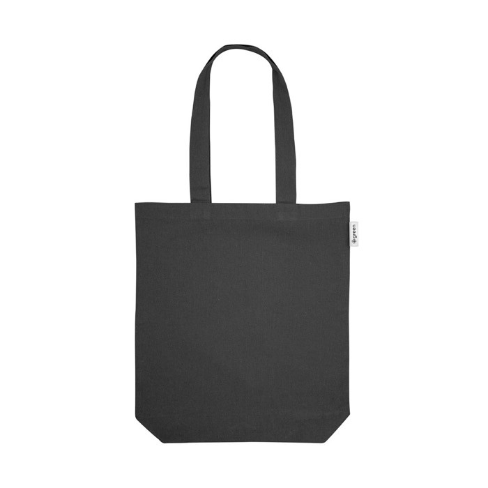 Bolsa con algodón reciclado disponible en varios colores 220 g/m2 color negro primera vista Bolsa con algodón reciclado disponible en varios colores 220 g/m2 color negro primera vista