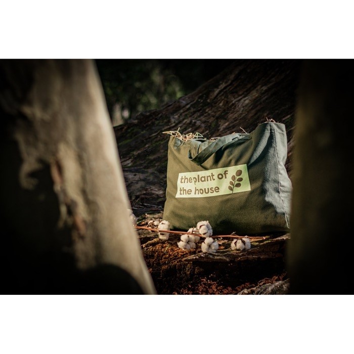 Bolsa que contiene algodón reciclado con asas largas 280 g/m2 vista general