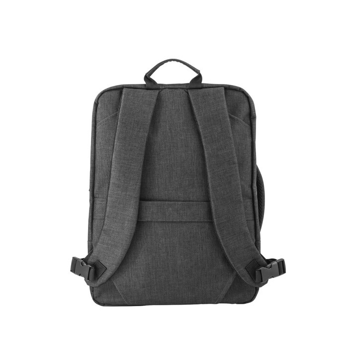 Mochila de poliéster 600D para PC con dos modos de transporte 15,6” color gris oscuro segunda vista Mochila de poliéster 600D para PC con dos modos de transporte 15,6” color gris oscuro segunda vista