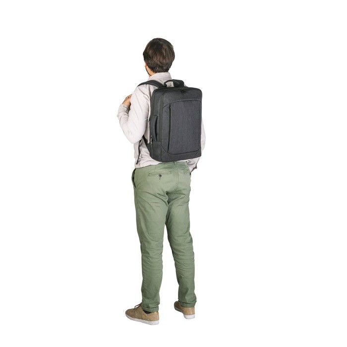 Mochila de poliéster 600D para PC con dos modos de transporte 15,6” color gris oscuro decima vista Mochila de poliéster 600D para PC con dos modos de transporte 15,6” color gris oscuro decima vista