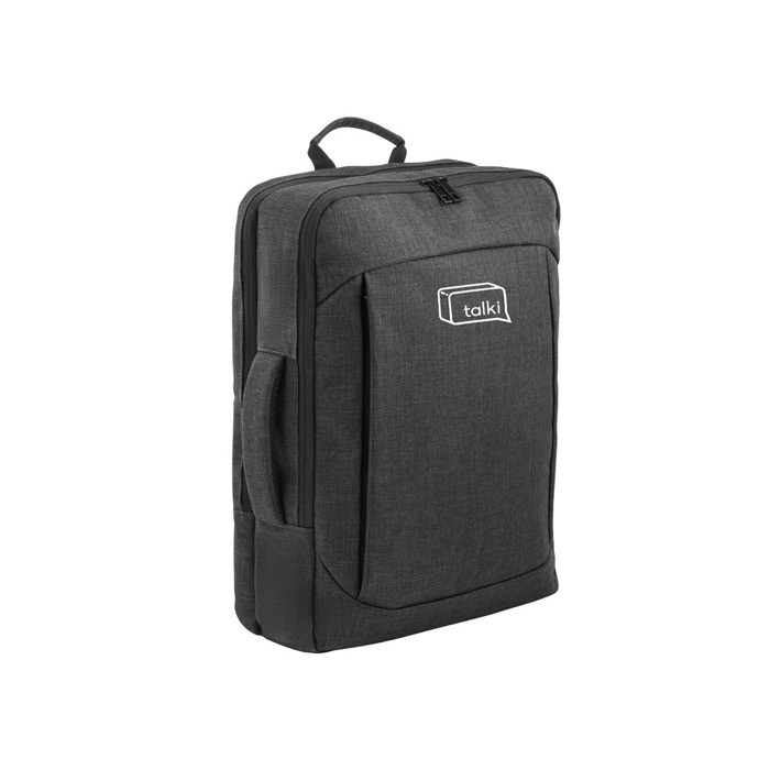 Mochila de poliéster 600D para PC con dos modos de transporte 15,6” color gris oscuro imagen con logo Mochila de poliéster 600D para PC con dos modos de transporte 15,6” color gris oscuro imagen con logo