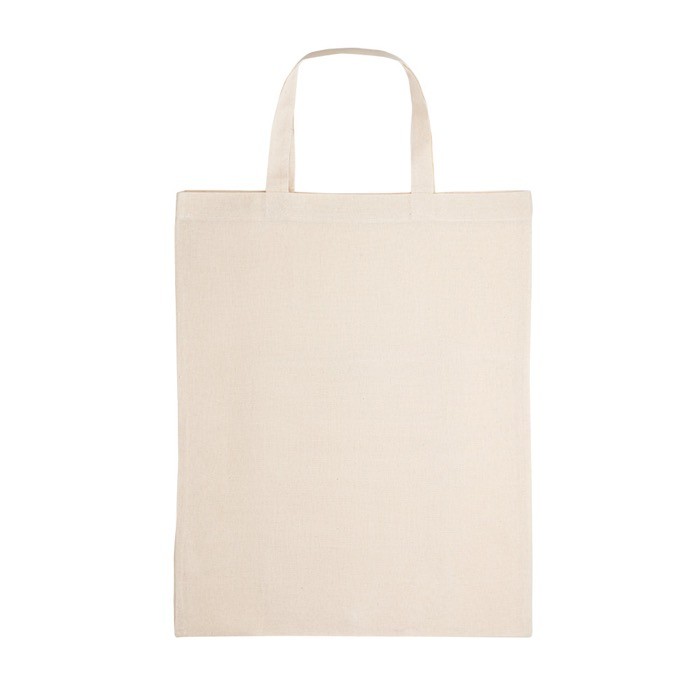Bolsa plegable que contiene algodón reciclado con asas 140 g/m2 color natural segunda vista Bolsa plegable que contiene algodón reciclado con asas 140 g/m2 color natural segunda vista