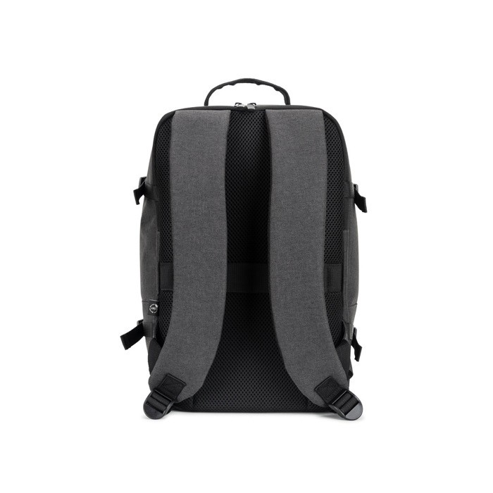 Mochila de poliéster reciclado con medidas para aerolíneas 14” color gris oscuro segunda vista