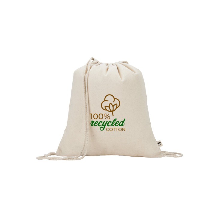 Mochila de cuerdas de algodón reciclado en color natural 180 g/m2 color natural imagen con logo Mochila de cuerdas de algodón reciclado en color natural 180 g/m2 color natural imagen con logo