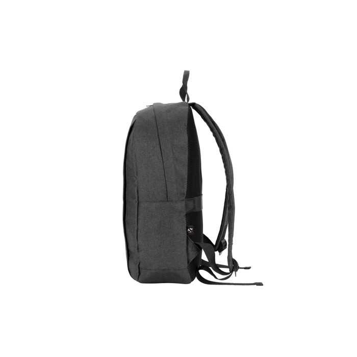 Mochila de poliéster reciclado con forro para portátil de 16” color gris oscuro cuarta vista Mochila de poliéster reciclado con forro para portátil de 16” color gris oscuro cuarta vista