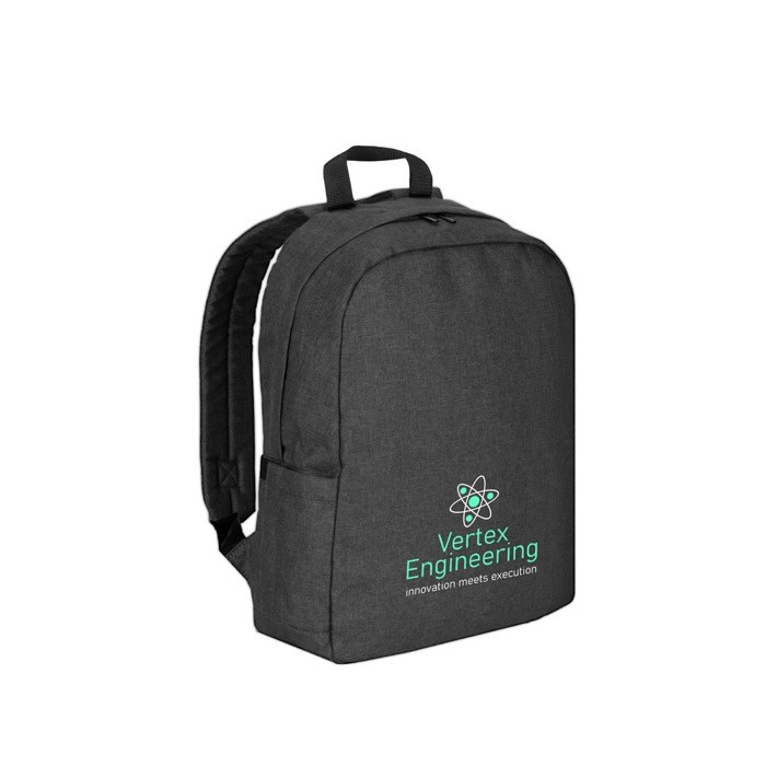 Mochila de poliéster reciclado con forro para portátil de 16” color gris oscuro imagen con logo Mochila de poliéster reciclado con forro para portátil de 16” color gris oscuro imagen con logo