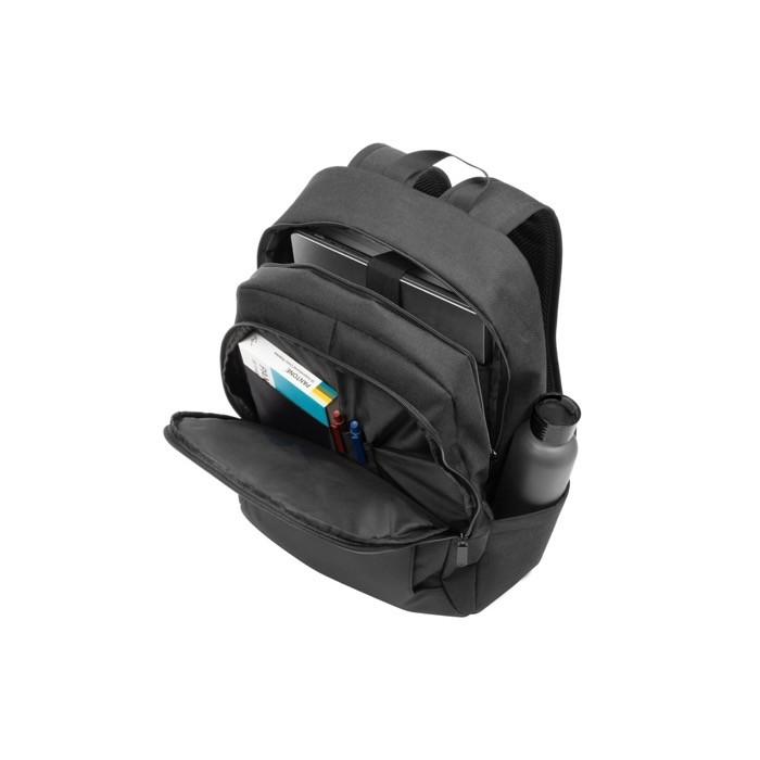 Mochila de poliéster reciclado repelente al agua para PC 17,3” color negro cuarta vista Mochila de poliéster reciclado repelente al agua para PC 17,3” color negro cuarta vista