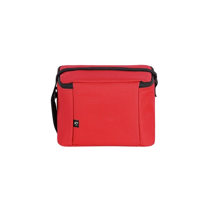 Bolsa térmica de poliéster reciclado con correa ajustable 7L color rojo segunda vista Bolsa térmica de poliéster reciclado con correa ajustable 7L color rojo segunda vista