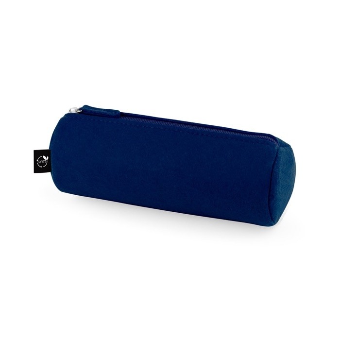 Estuche cilíndrico de fieltro reciclado con cierre de cremallera color azul Estuche cilíndrico de fieltro reciclado con cierre de cremallera color azul